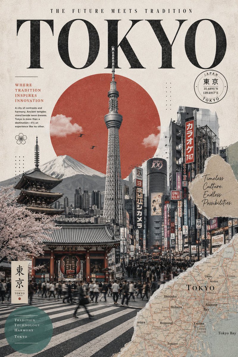 复古风格旅行拼贴海报 3