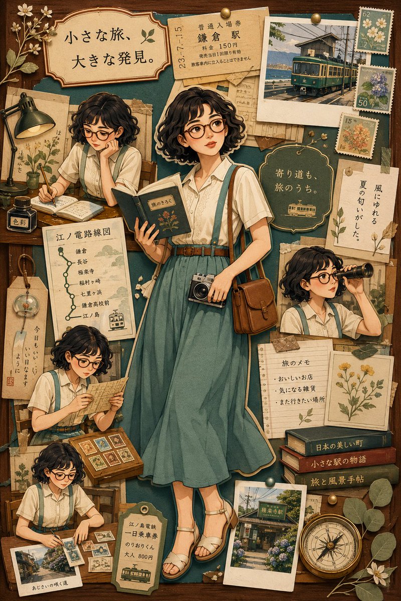 怀旧旅行拼贴剪贴簿