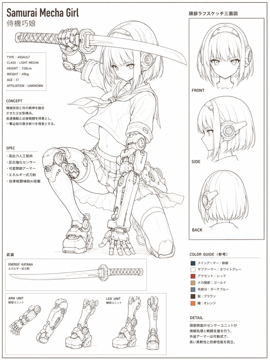 武士机甲少女参考图