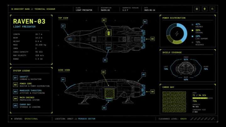 科幻轻型货船原理图 HUD