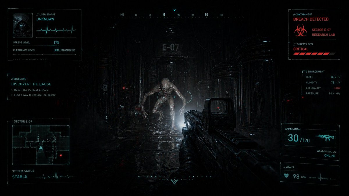 科幻恐怖 FPS HUD 实验室入侵 2