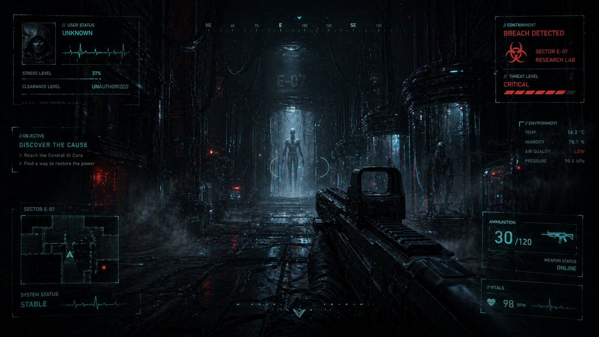 科幻恐怖 FPS HUD 实验室入侵 3