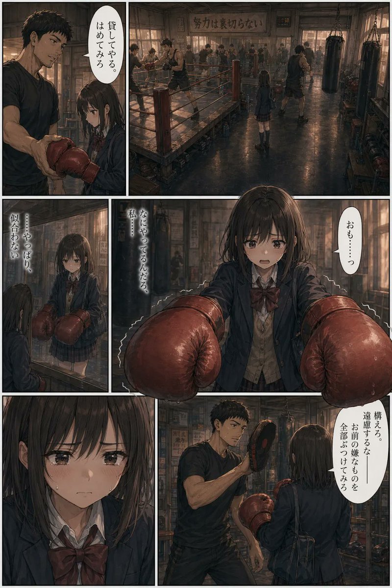 青年漫画风格拳击馆漫画页面