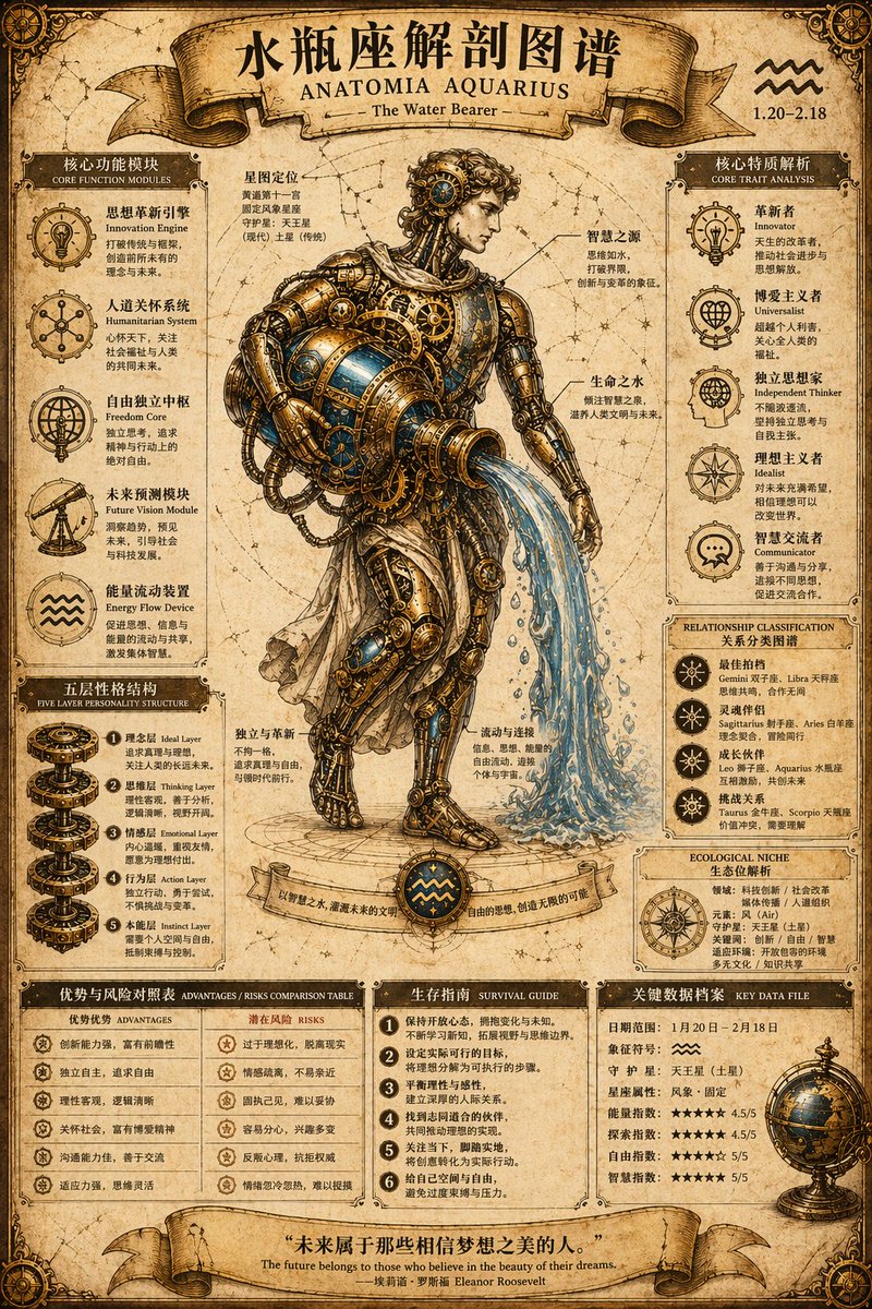 蒸汽朋克风格黄道十二宫解剖海报 2