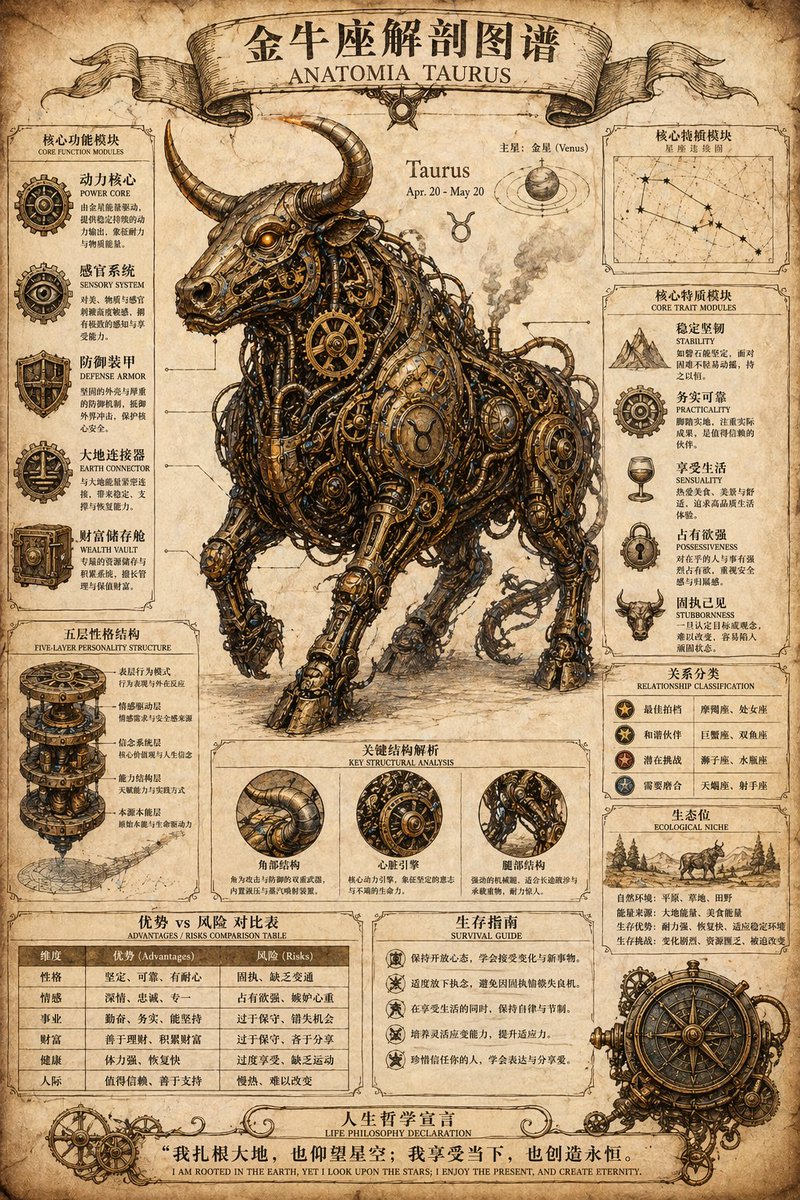蒸汽朋克风格黄道十二宫解剖海报 3