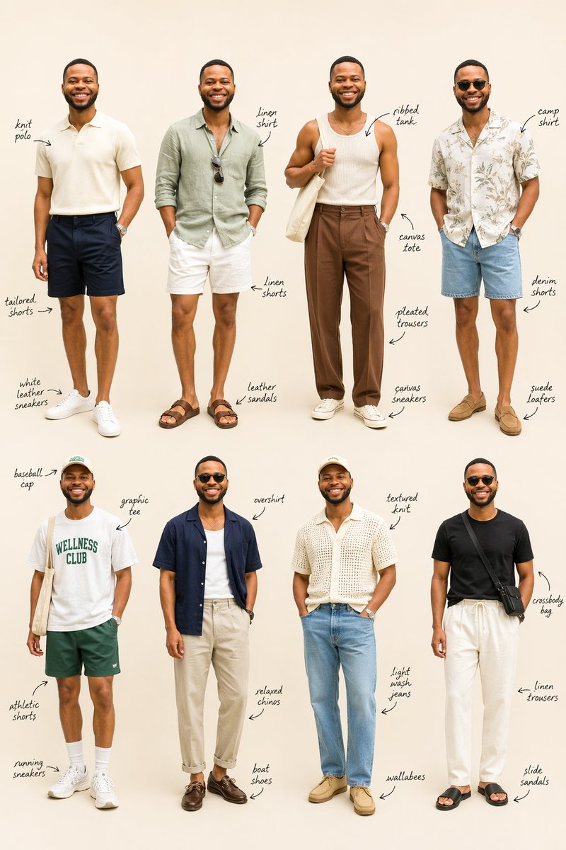 夏季男装 Lookbook 网格图