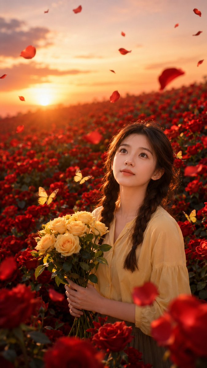 日落玫瑰花田人像转换 2