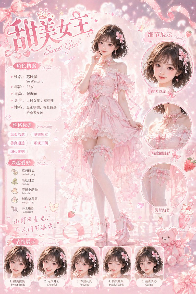 甜美粉色公主角色设定集