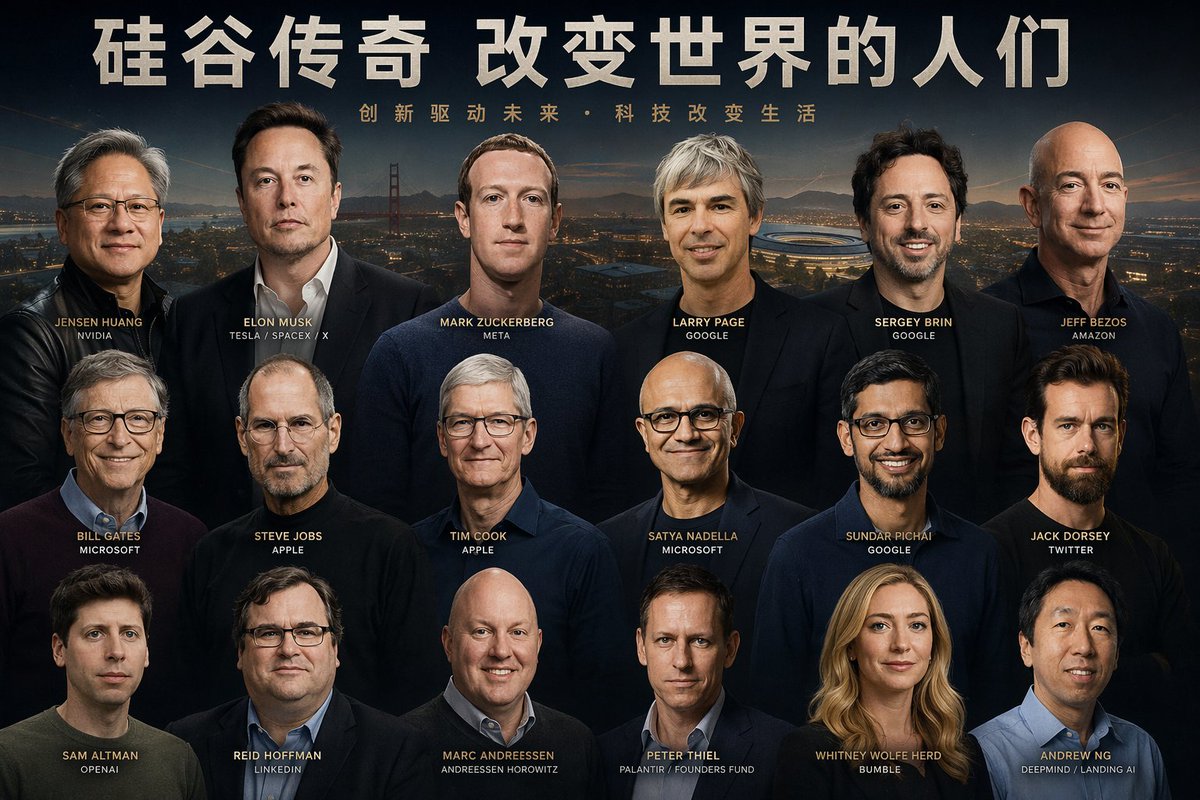 带有面部识别功能的科技领袖海报