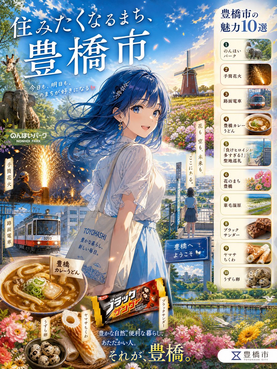丰桥市旅游动漫海报
