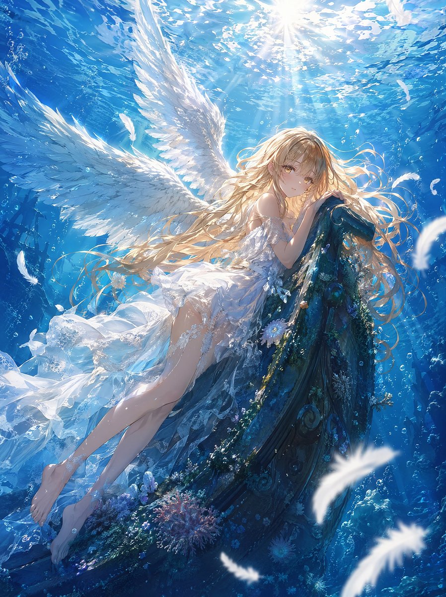 水下天使奇幻插画