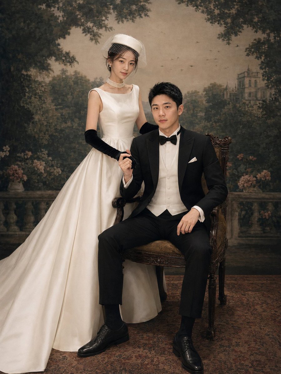 复古花园婚礼肖像 4