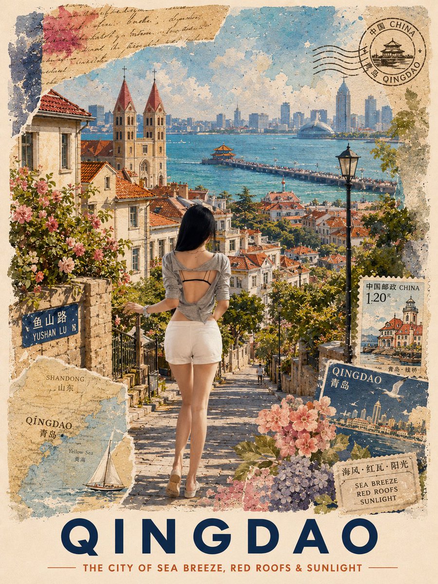 复古杭州旅行明信片 3