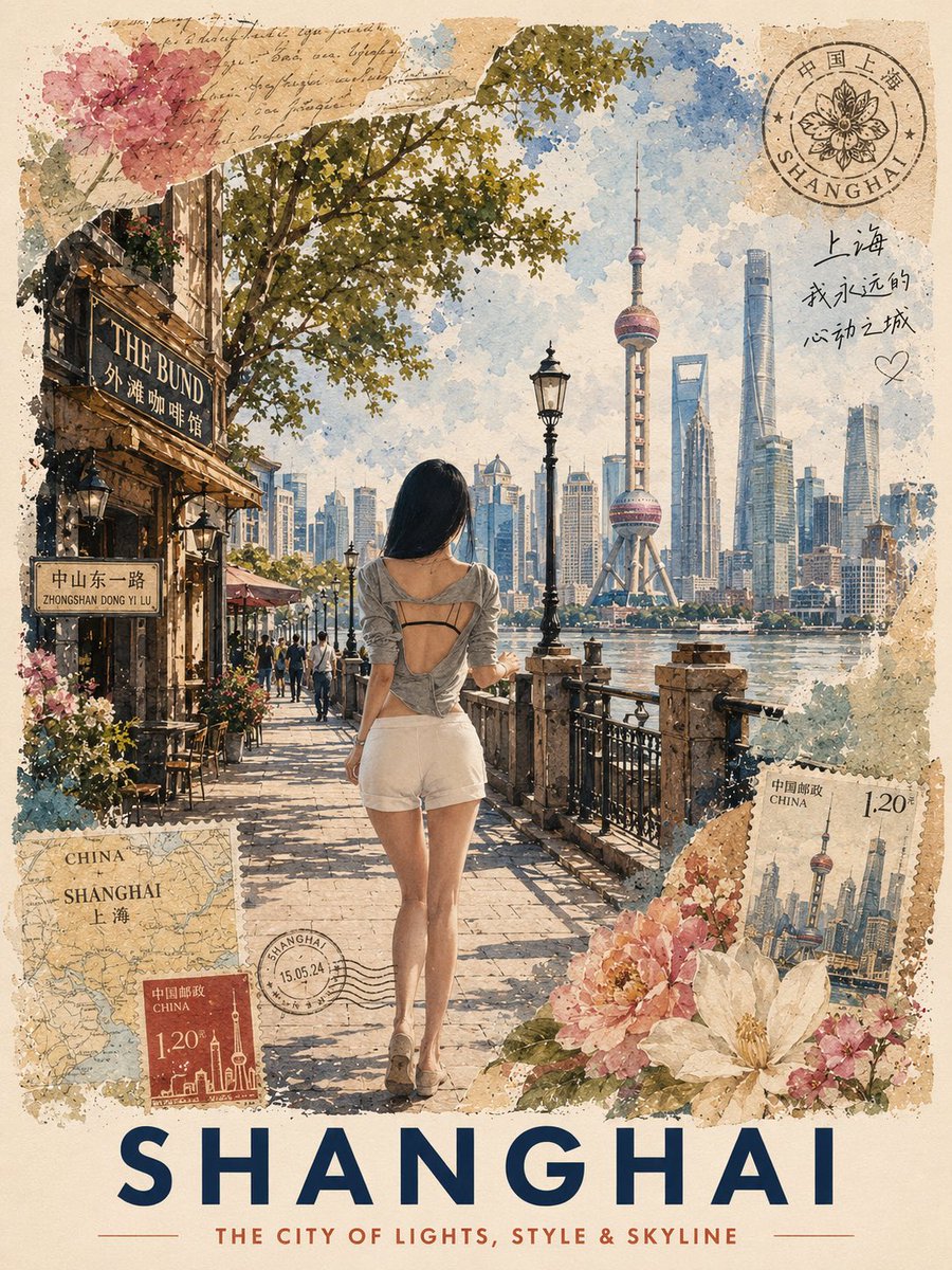 复古杭州旅行明信片 4