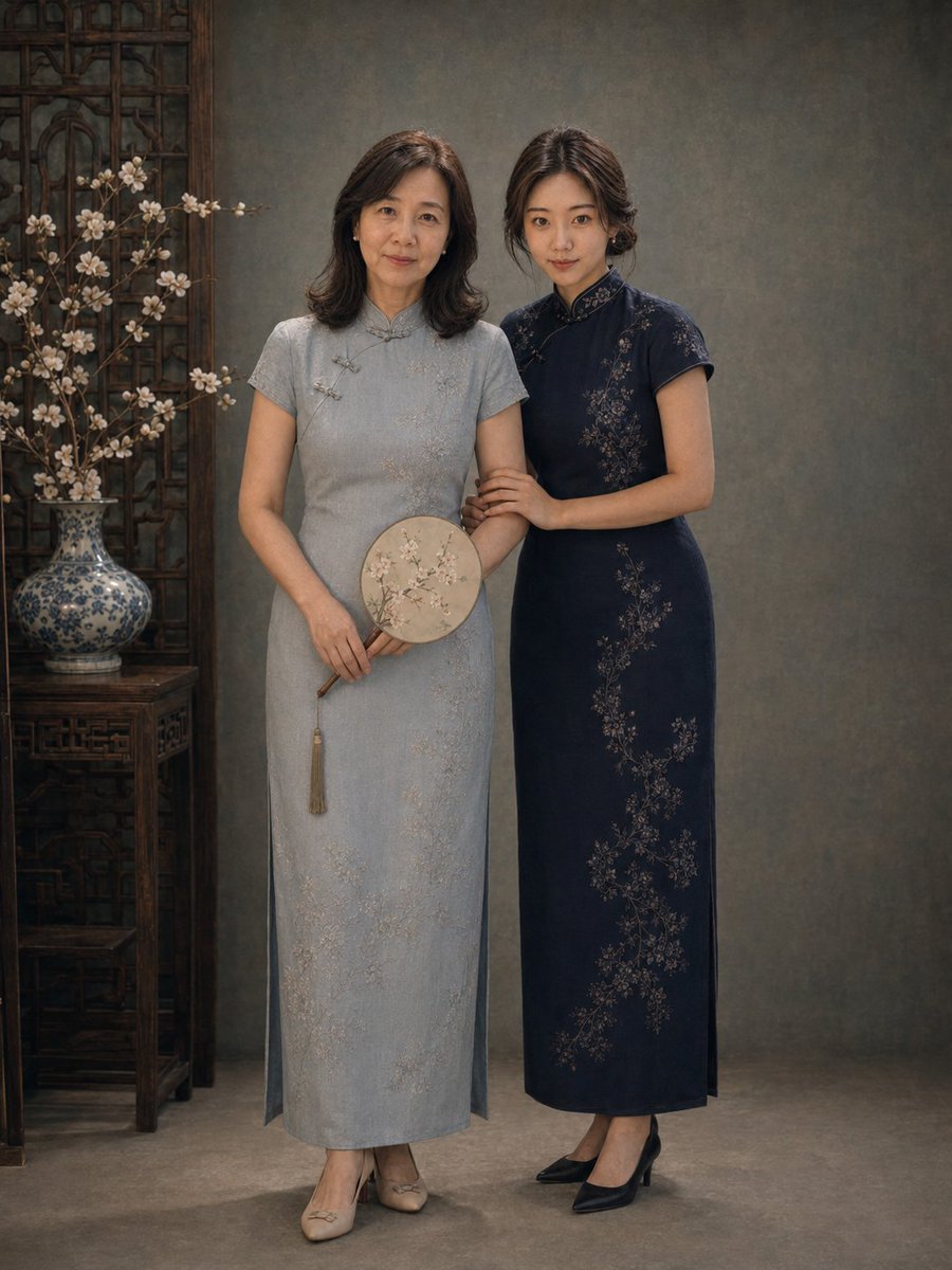 复古旗袍母女肖像 3