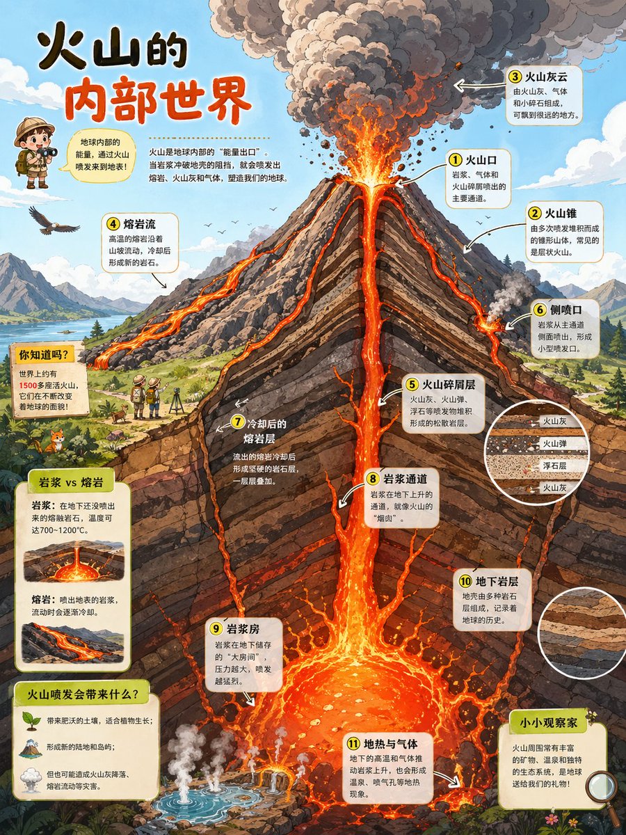 火山剖面科学海报