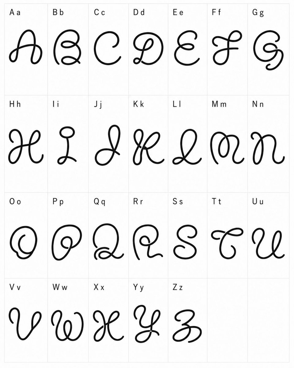 异想天开的连笔字母表字帖