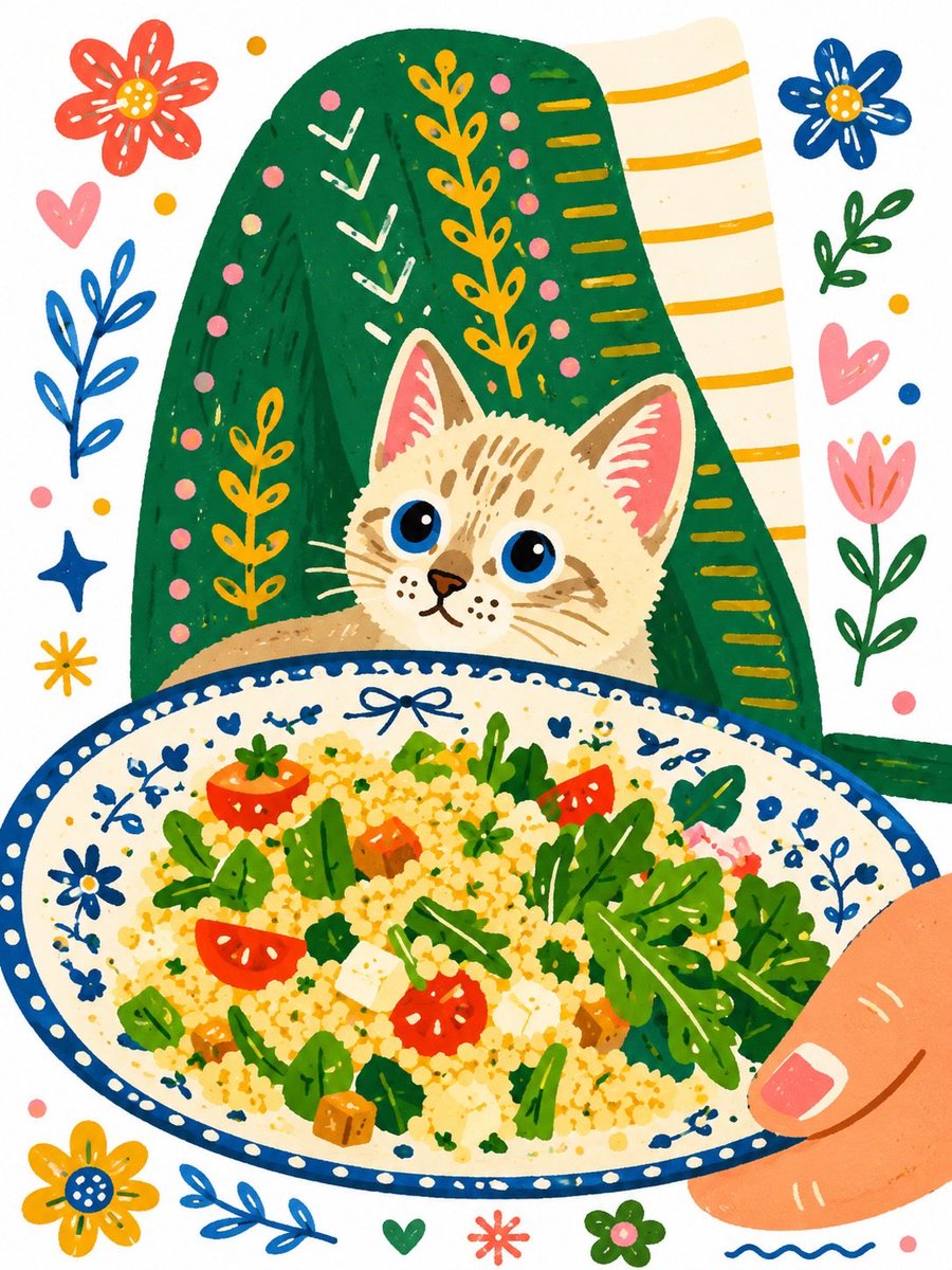 异想天开的手绘女孩与小猫插画 3