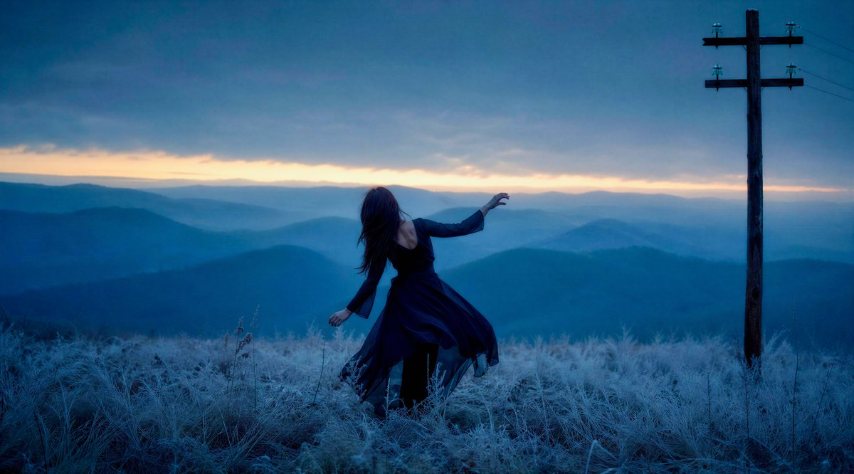 雾中山巅的凌风女子