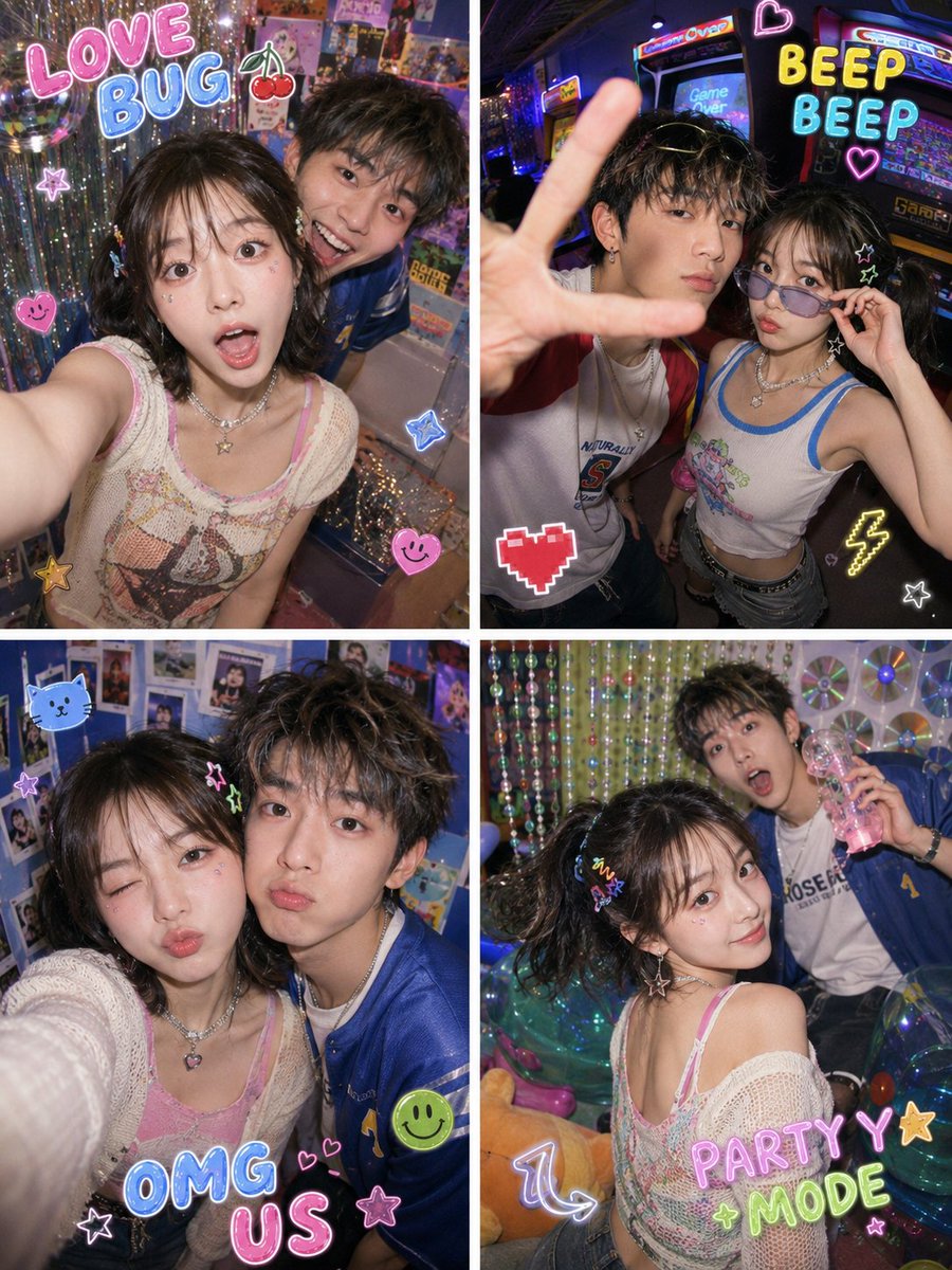 Y2K 鱼眼 2x2 拍立得拼贴