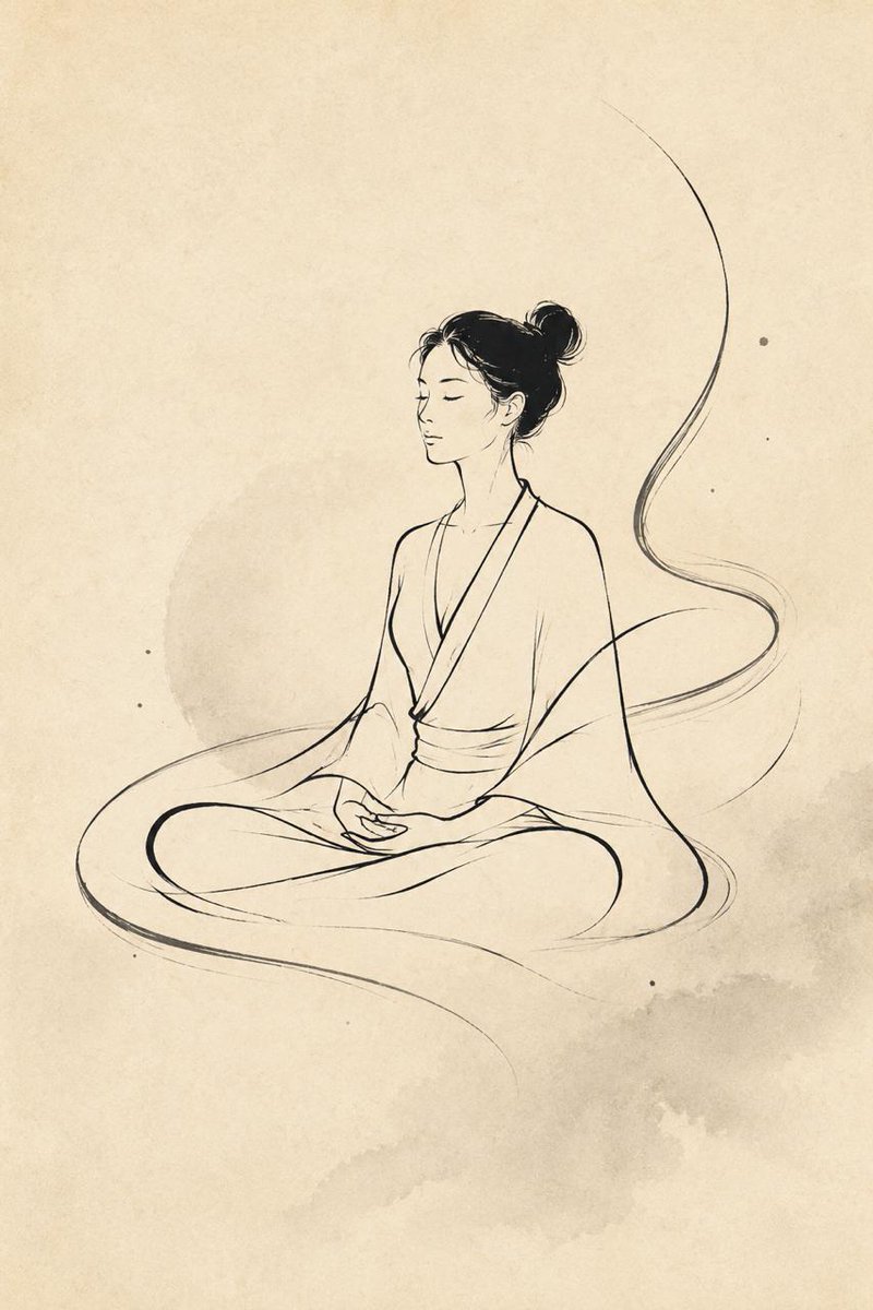 禅意茶杯水墨画 2