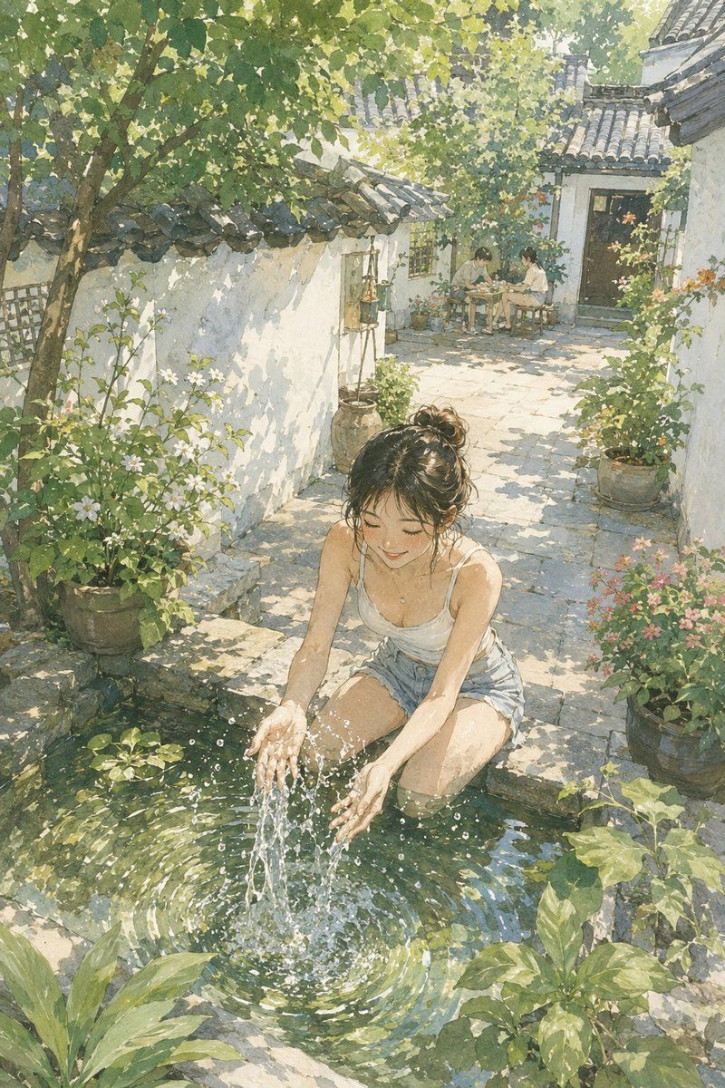 游戏素材 - 夏季东方庭院插画 3