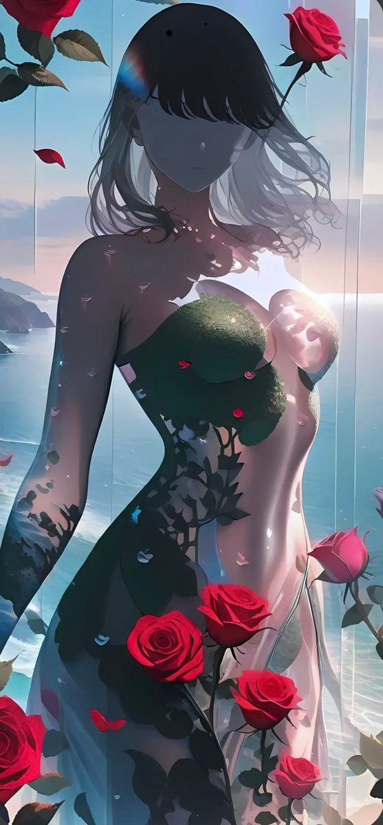 社交媒体帖子 - 玫瑰精灵海洋风韩漫肖像