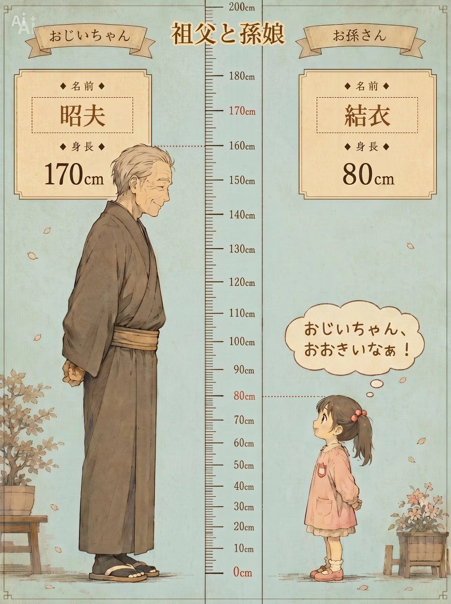 信息图 / 教育视觉图 - 祖父与孙女身高对比图